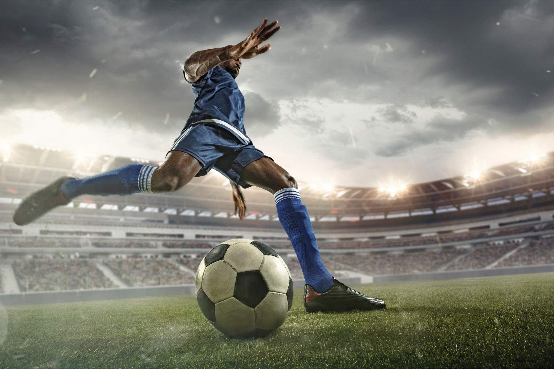 Muralo Fototapete Muster – Fototapete Wandtapete Vlies Wanddeko Wohnzimmer, bedruckt, Fußball – Stadion – Wandtattoo, 90 x 60 cm, Vlies