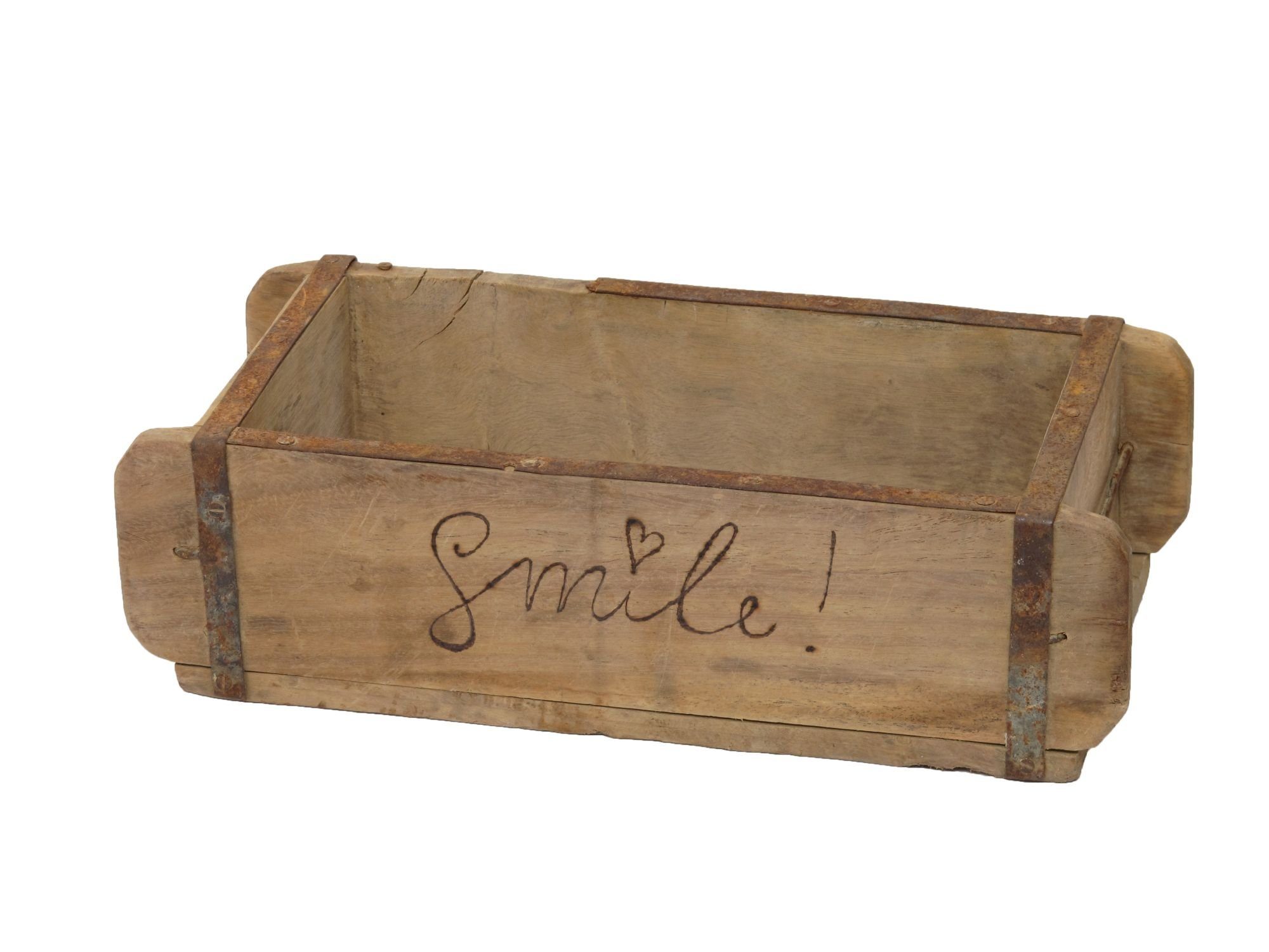 Holzkiste Laursen Ziegelform "Smile" Unika alte Backsteinform Holz Box Kiste