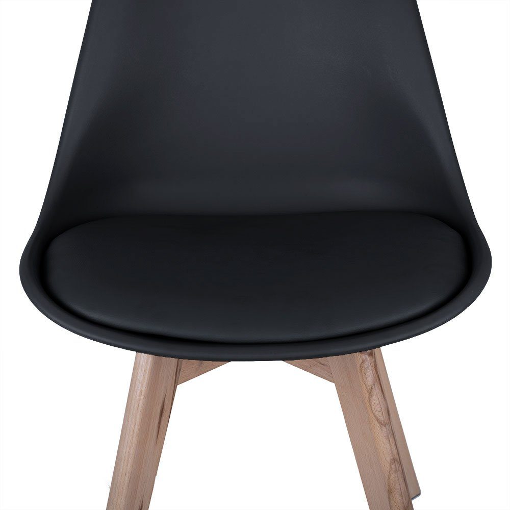 etc-shop Stuhl, Esszimmerstuhl Holz Schalenstuhl Polster Küchenstuhl 4x schwarz Eiche
