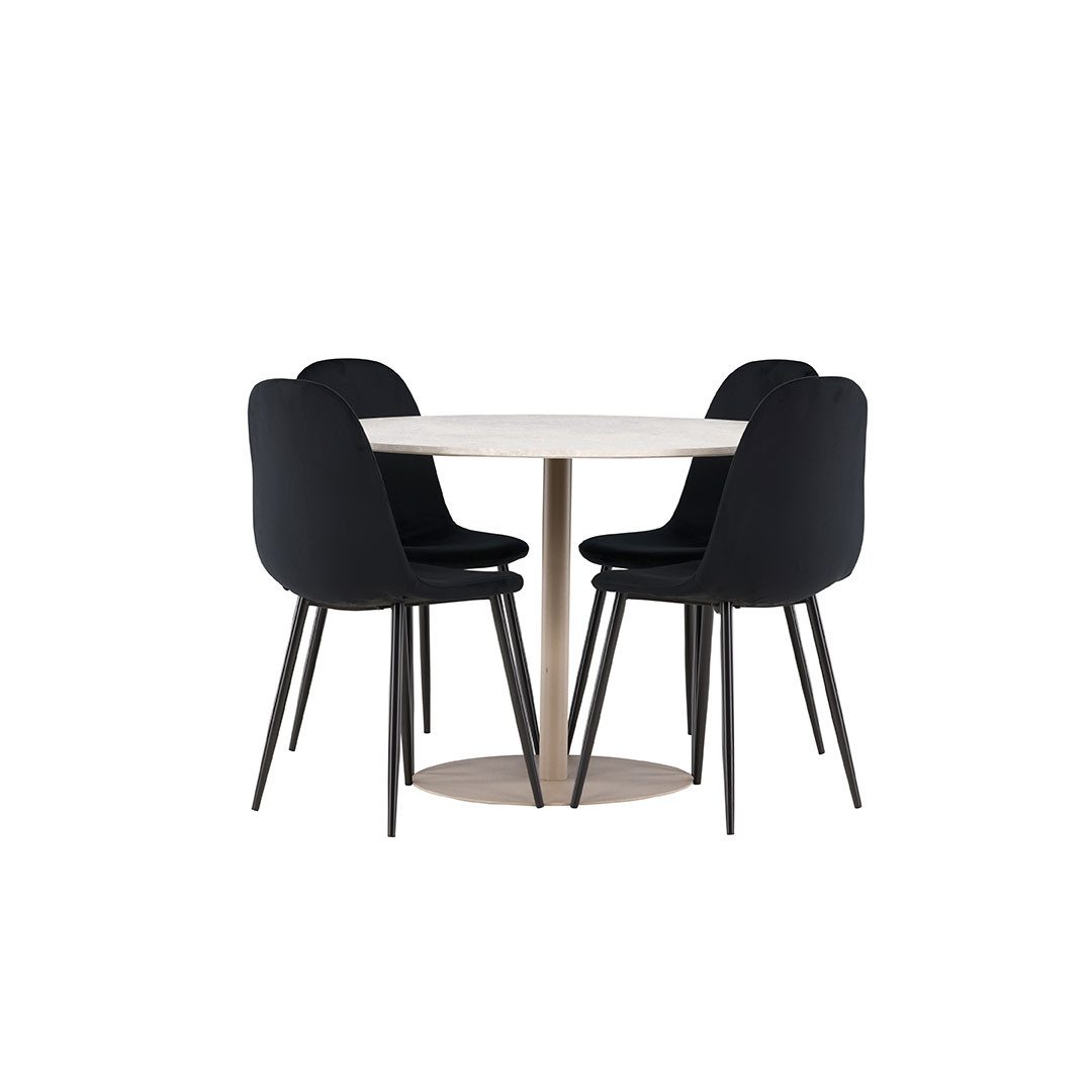 ebuy24 Essgruppe Lycke Essgruppe Tisch Ø110cm und 4 Velours Stühle