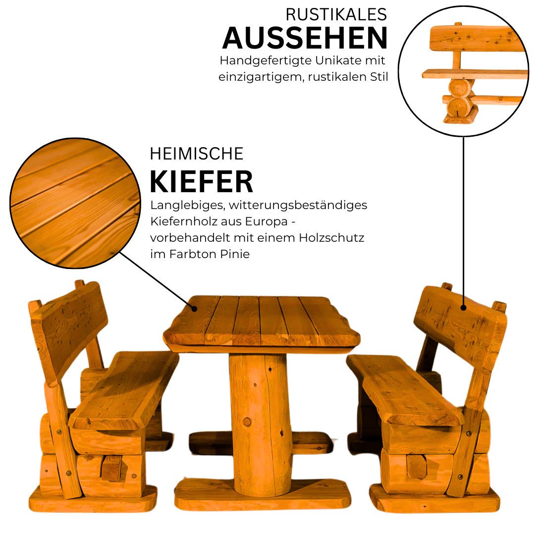 Mega-Holz Garten-Essgruppe Massive rustikale Gartengarnitur Kiefer günstig online kaufen