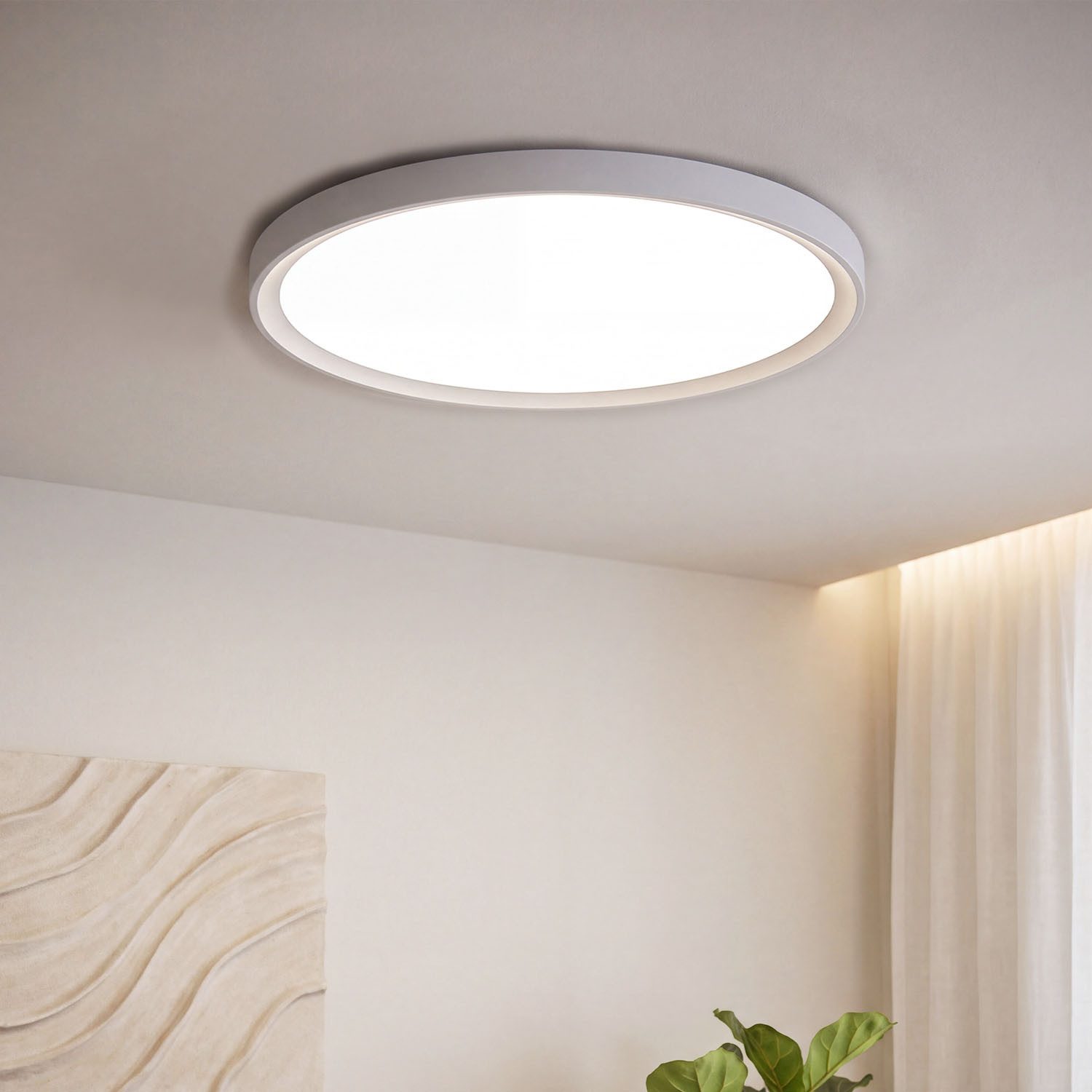 oyajia LED Deckenleuchte Ultra Dünn LED Deckenlampe 36W, Schlicht Weiß Lampe 28cm x4cm Kaltweiß, 36W, LED fest integriert, ‎Kaltweiß, Modern LED Deckenleuchte für Wohnzimmer, Schlafzimmer, Küche