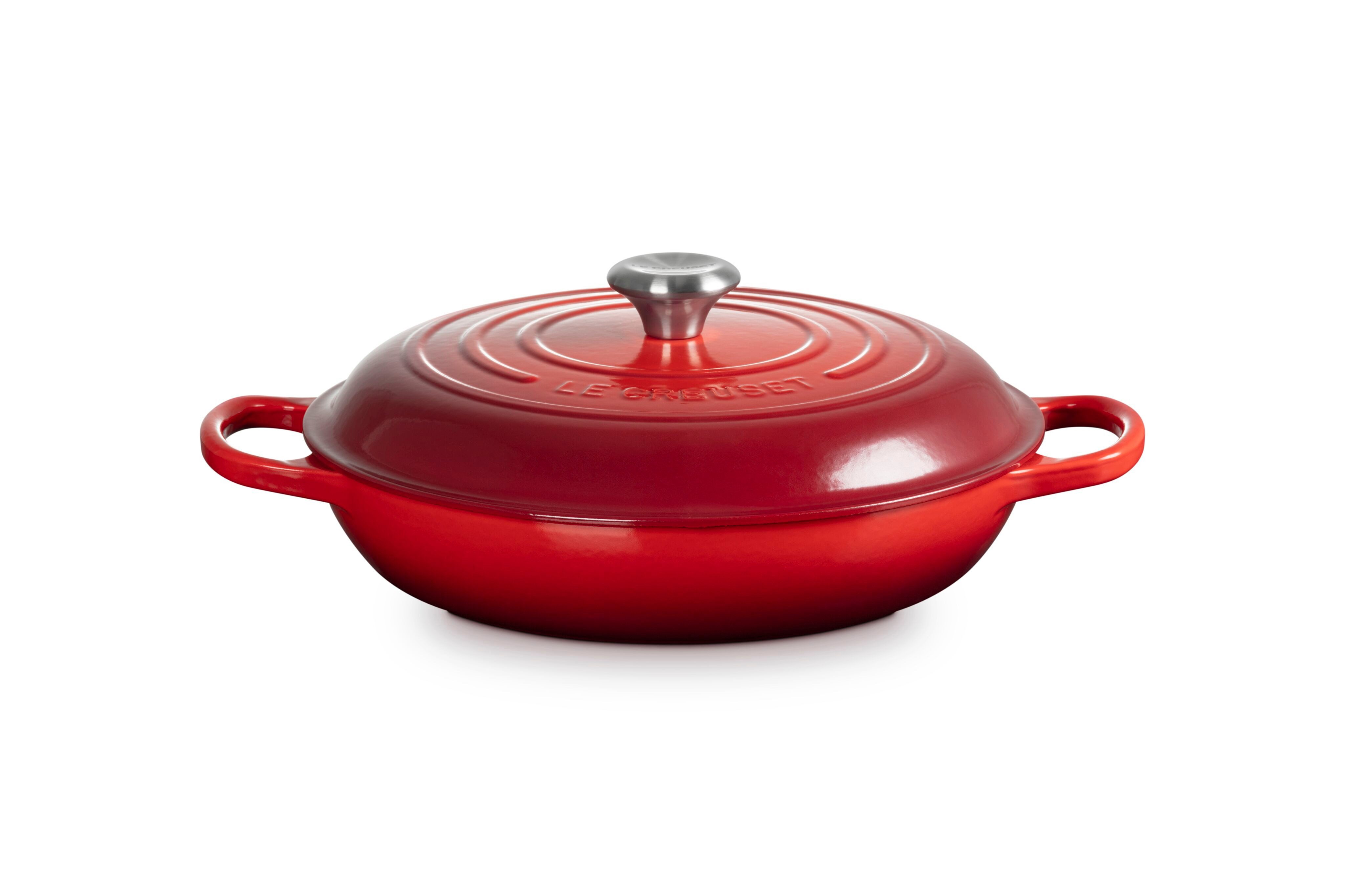 LE CREUSET Bratentopf Gourmet-Profitopf, Gusseisen, Ø 30 cm, 6,7 l, 5,56 kg, Kirschrot, 21180300602430