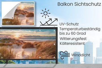 MuchoWow Balkonsichtschutz Dünen - Nordsee - Sonnenuntergang - Niederlande - Ameland (1-St) Balkonbanner, Sichtschutz für den Balkon, Robustes und wetterfest