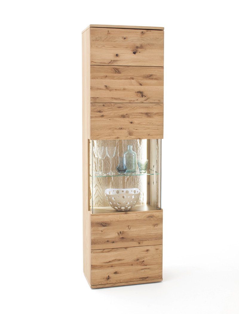 expendio Vitrine Samir 4 Asteiche Bianco teilmassiv 60x208x37 cm mit Softclose-Funktion