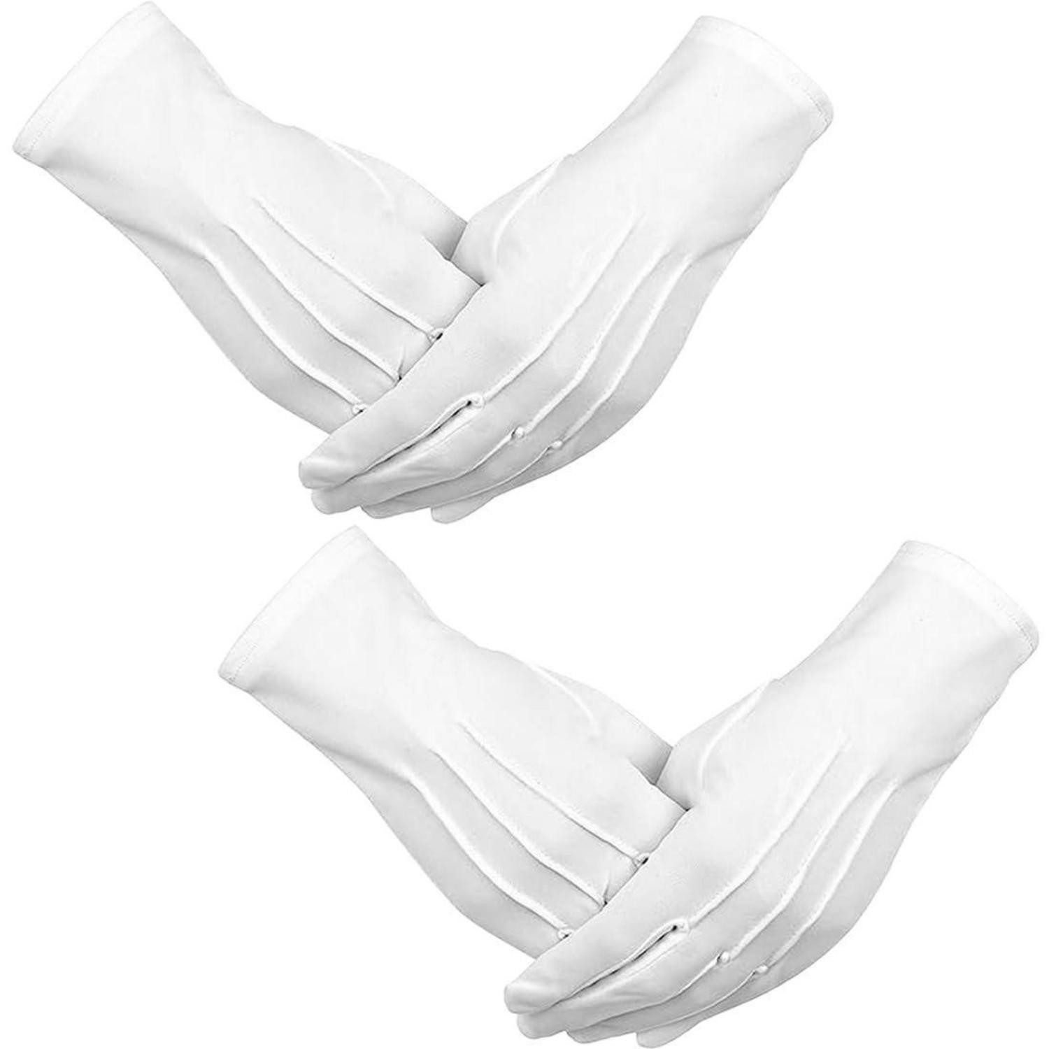 LuxusKollektion Frackhandschuhe Handschuhe Baumwolle Weiß 2 Paar mit Druckknopf (2-St)