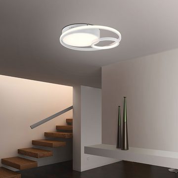 etc-shop LED Deckenleuchte, LED-Leuchtmittel fest verbaut, Warmweiß, Neutralweiß, Deckenleuchte Wohnzimmerlampe Switch-Dimmer CCT weiß-matt rund