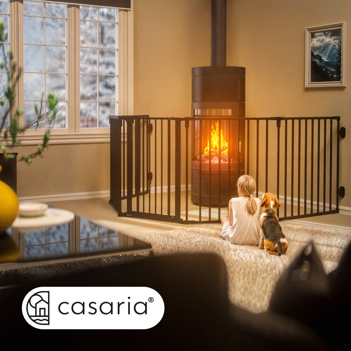 Casaria Fireplace Gate, Fireplace Safety Gate with Lock, Foldable, 306x76cm, Barrier Gate