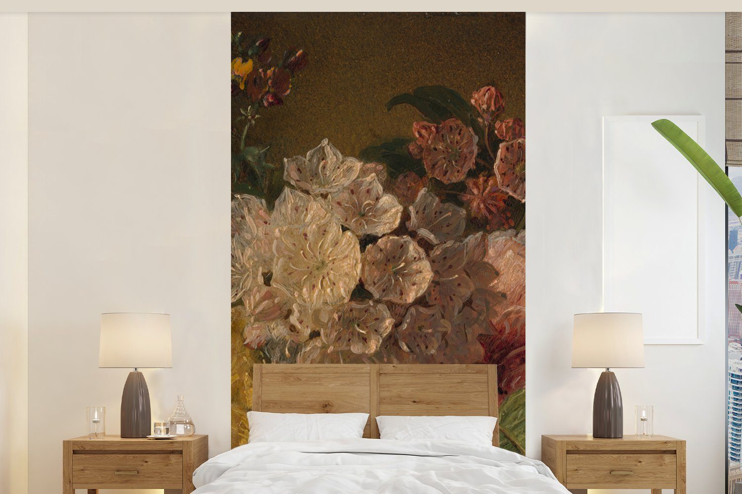 MuchoWow Fototapete Blumen - Gemälde von G.J.J Van Os, Matt, bedruckt, (2 St), Vliestapete für Wohnzimmer Schlafzimmer Küche, Fototapete
