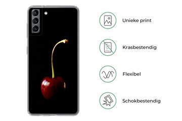 MuchoWow Handyhülle Kirsche - Schwarz, Phone Case, Handyhülle Samsung Galaxy S21 Plus, Silikon, Schutzhülle