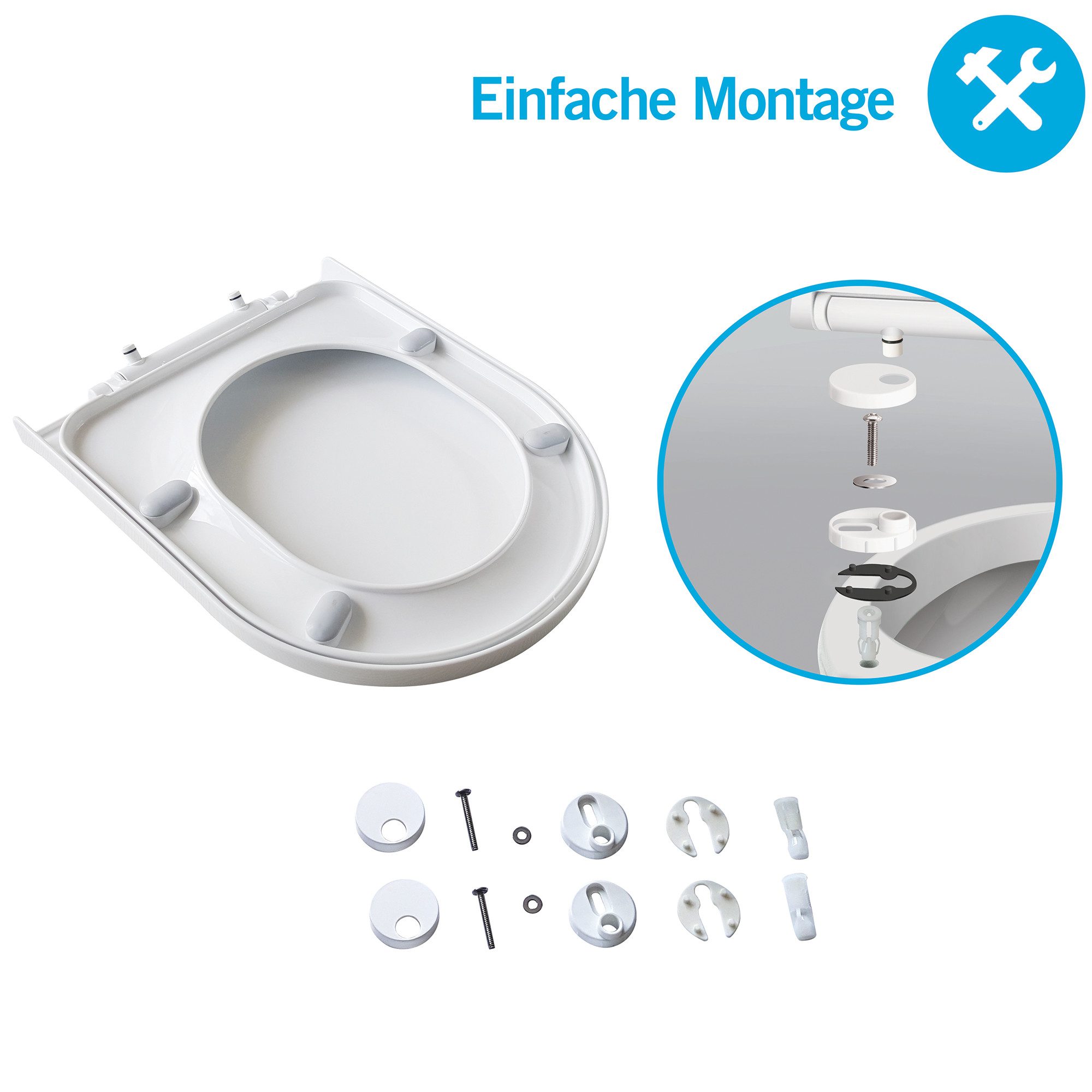 Aqua Bagno WC-Sitz Softclose Toilettendeckel abnehmbarer WC-Sitz (WC-Sitz, WC-Deckel, 1-St) – Bild 4 von 5