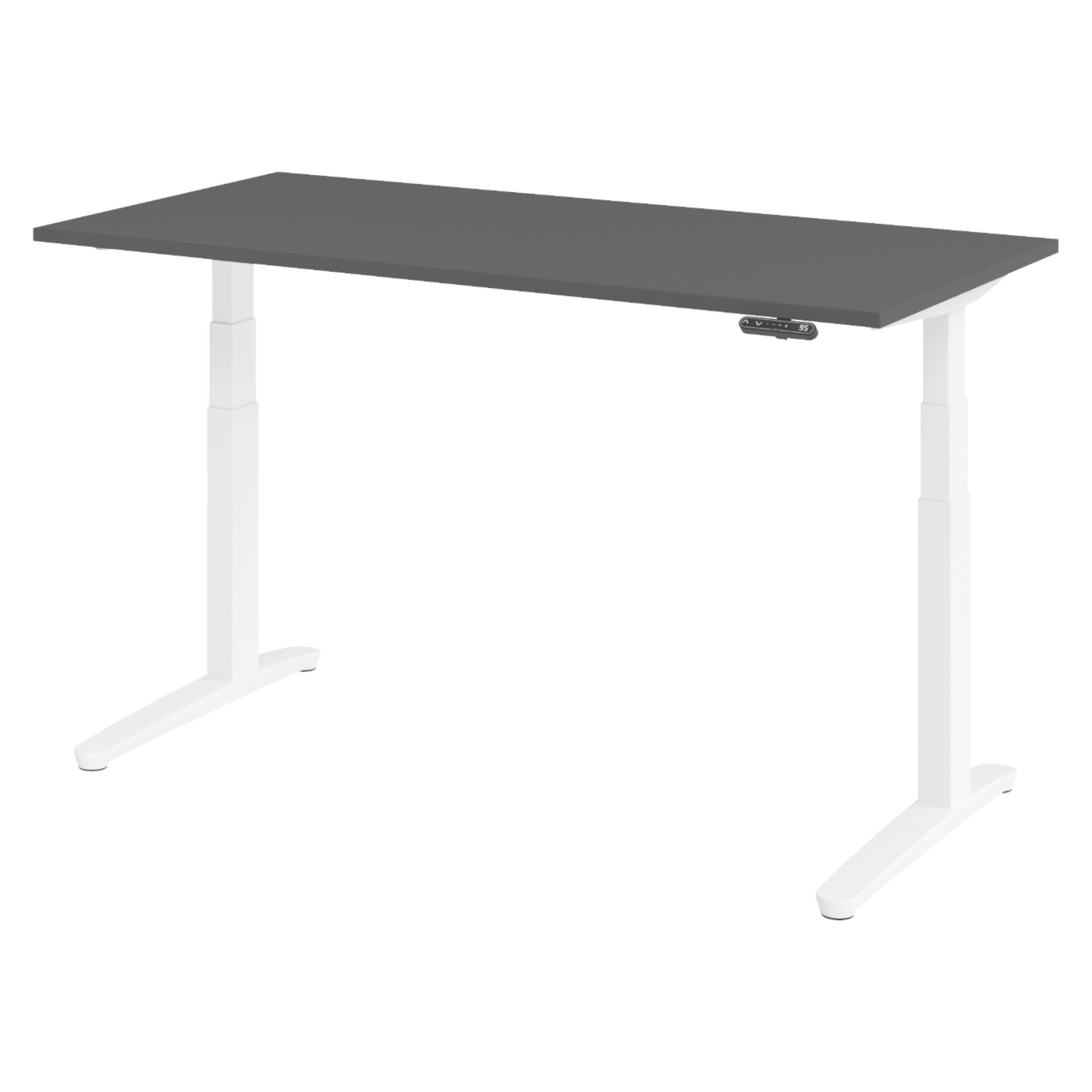 bümö Schreibtisch bümö XBHM Schreibtisch, Rechteck: 160 x 80 cm - Dekor: Graphit - Gestell: Weiß