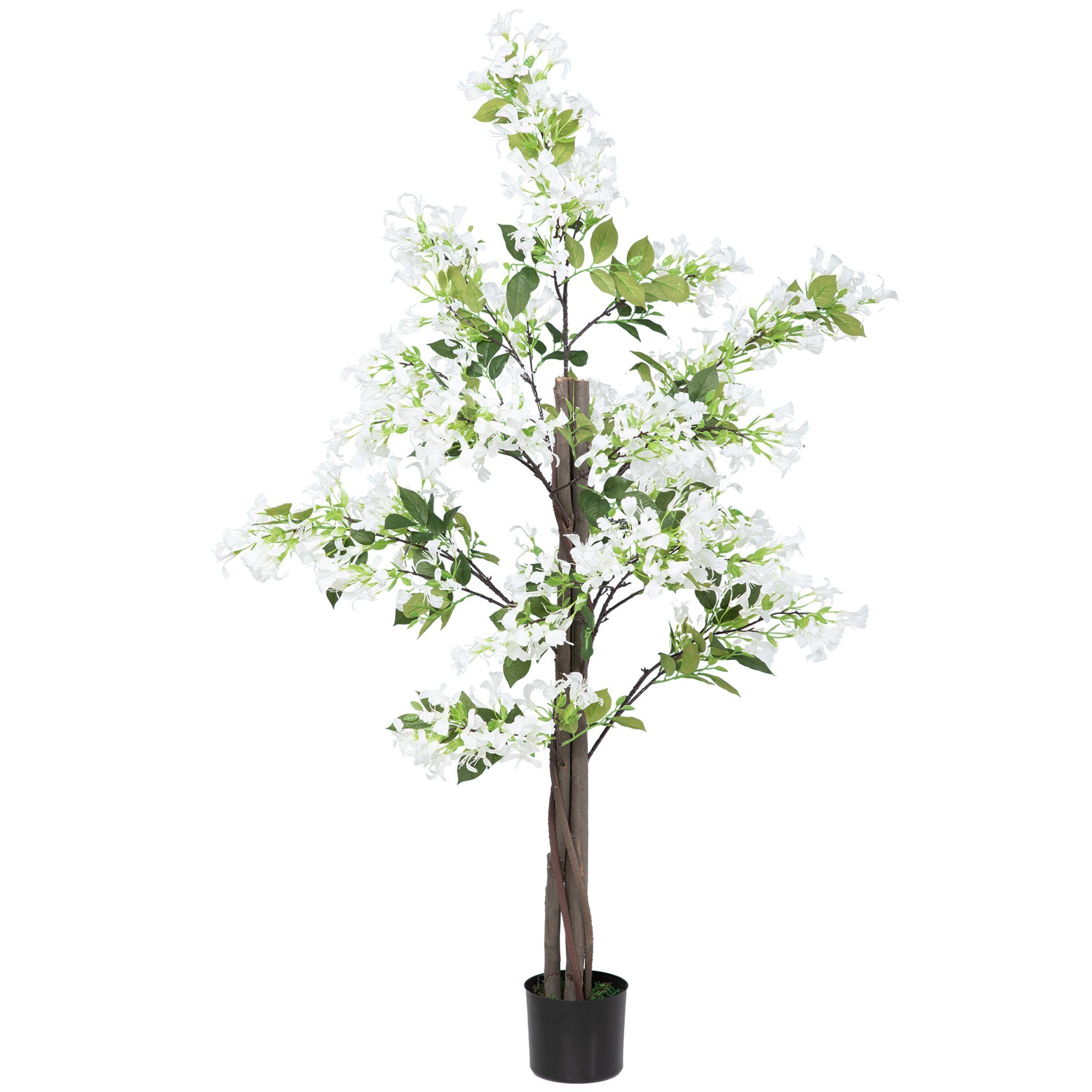 Kunstpflanze Künstliche Pflanze Geißblatt-Baum, HOMCOM, Höhe 150 cm, inkl. Übertopf