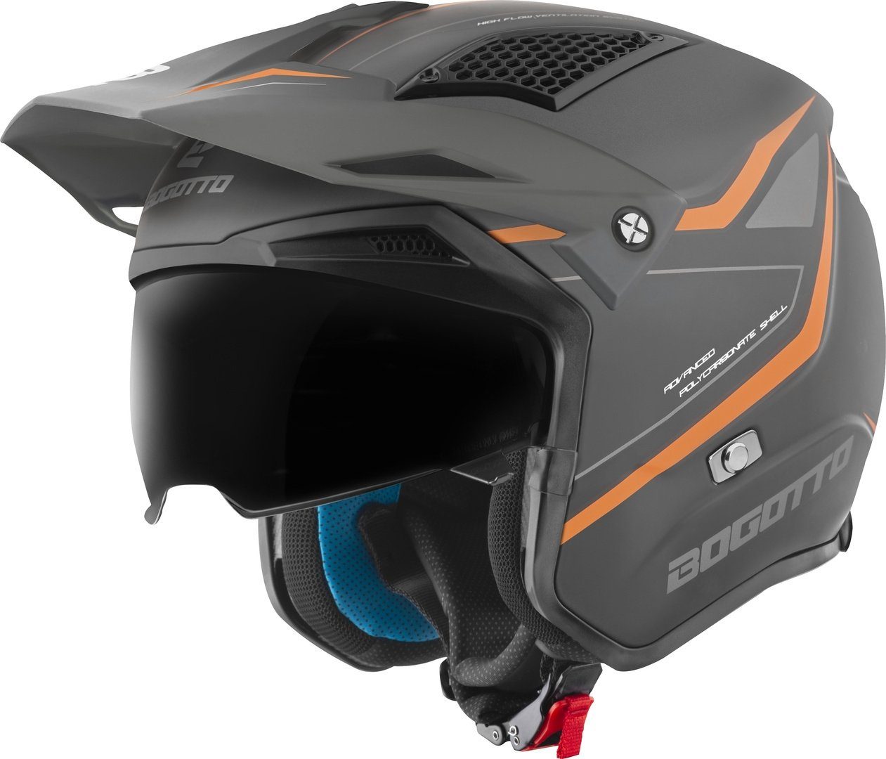 Bogotto Motorradhelm Radic WN-ST 22.06 Helm, herausnehmbares Innenfutter,integriertes Sonnenvisier
