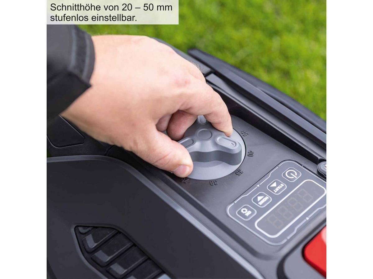 Scheppach robotic lawnmower RRMA300, for lawns up to 300 m², (set of 4), including battery, guide wire, mounting clamp and mowing blades