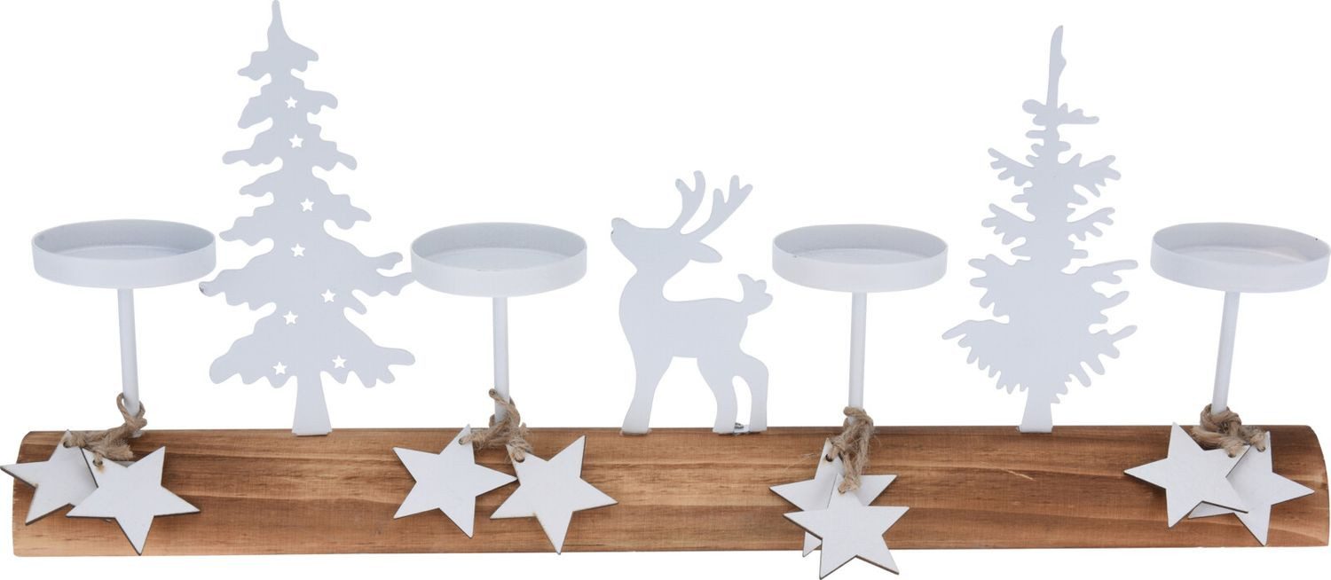 ZauberDeko Teelichthalter Teelichthalter Weihnachten Holz Metall Weiß Adven günstig online kaufen