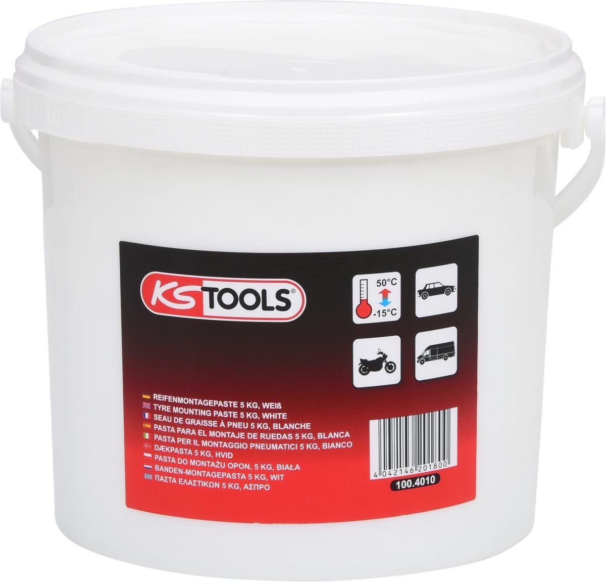 KS Tools Gabel- und Накидной ключ Reifenmontagepaste 5 kg, weiß (100.4010)