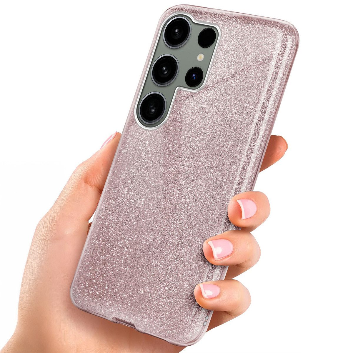 ONEFLOW Handyhülle für Samsung Galaxy S24 Ultra Glitzer Hülle Glitter Case Rosa 6,8 Zoll, Hülle Glitzernd Dünne Schutzhülle mit Kameraschutz Frauen Glitzerhülle