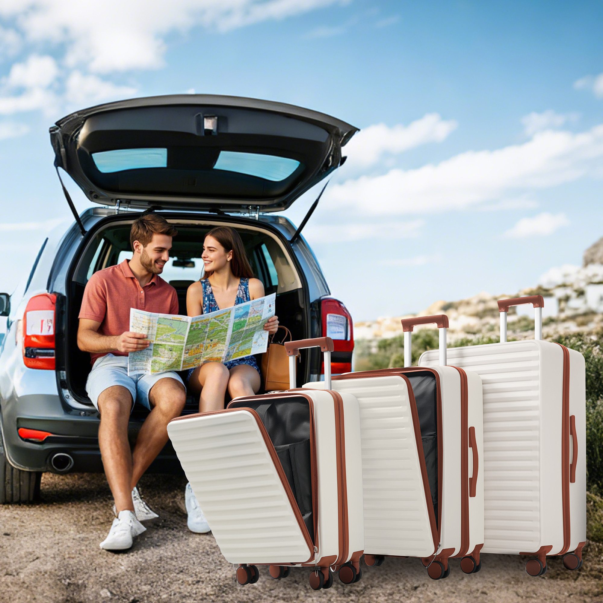 OKWISH Hartschalen-Trolley Dreiteiliges Gepäckset, M (20 günstig online kaufen