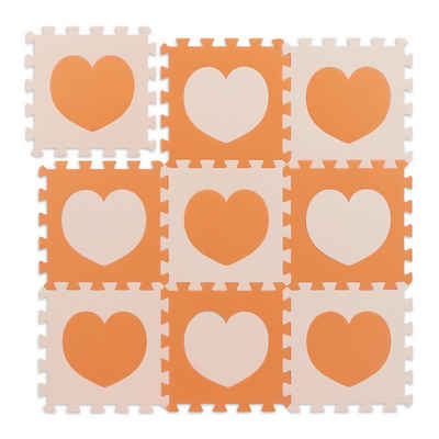 relaxdays Spielmatte »18-tlg. Puzzlematte Herz«, Orange-Gelb
