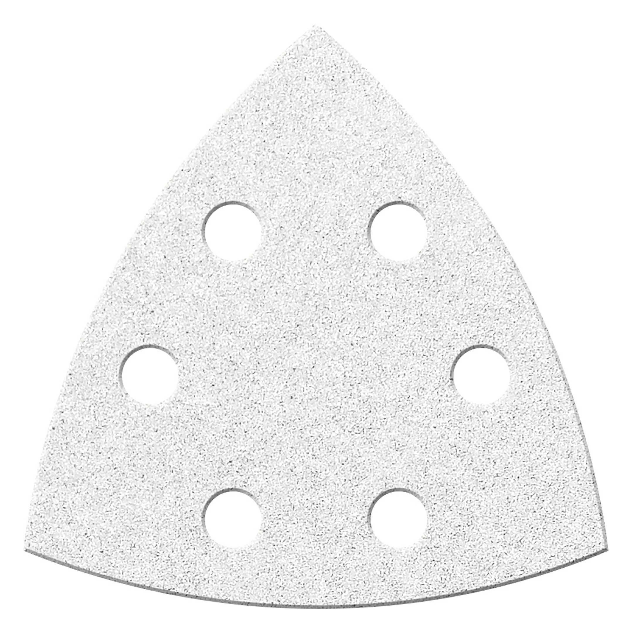 fortis Schleifpapier, (6 Stück), Klettschleifblatt Dreieck 94 mm K120 weiss 6-Loch