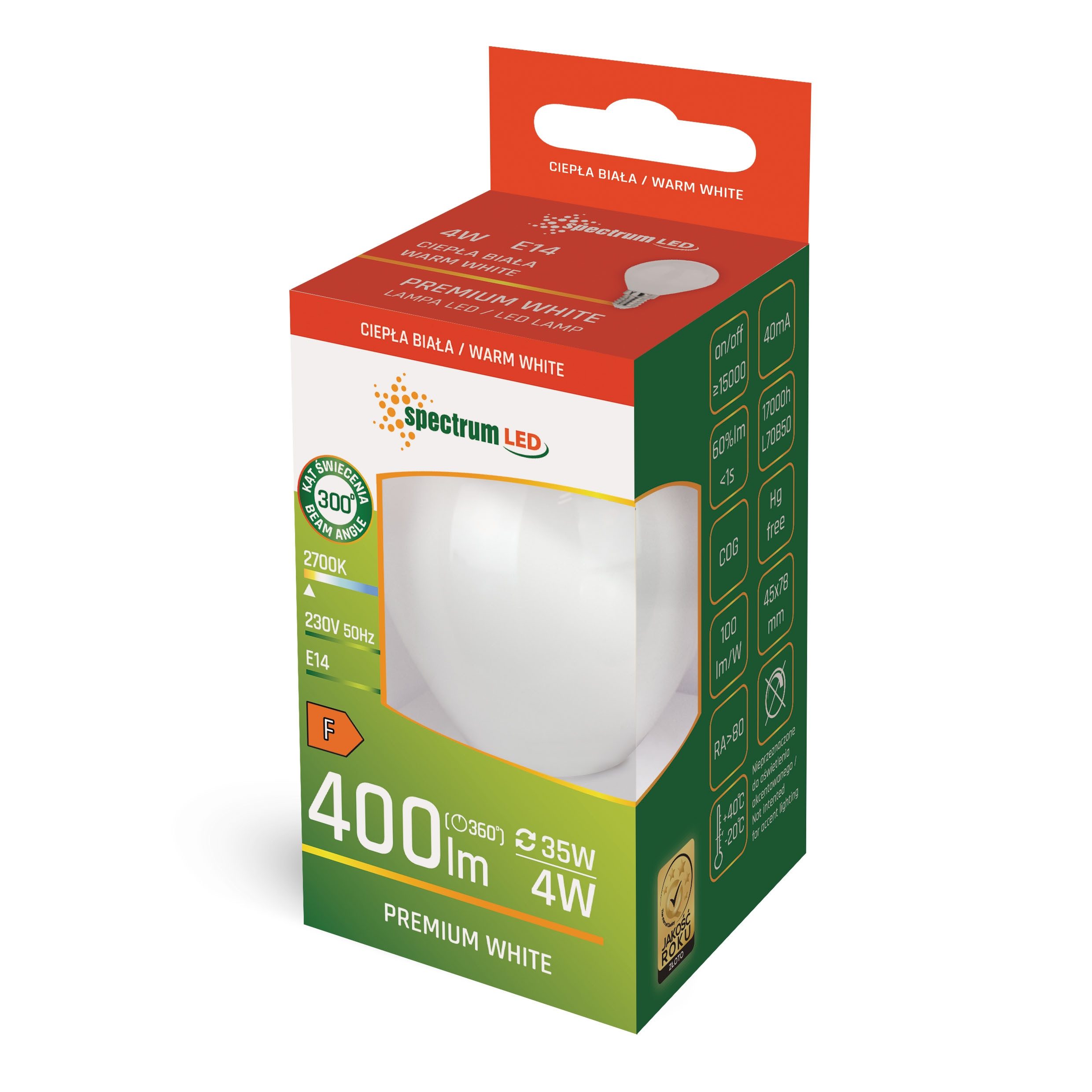 Spectrum LED-Leuchtmittel LED E14 G45 Tropfenform Filament 4W = 35W 230V 40 günstig online kaufen