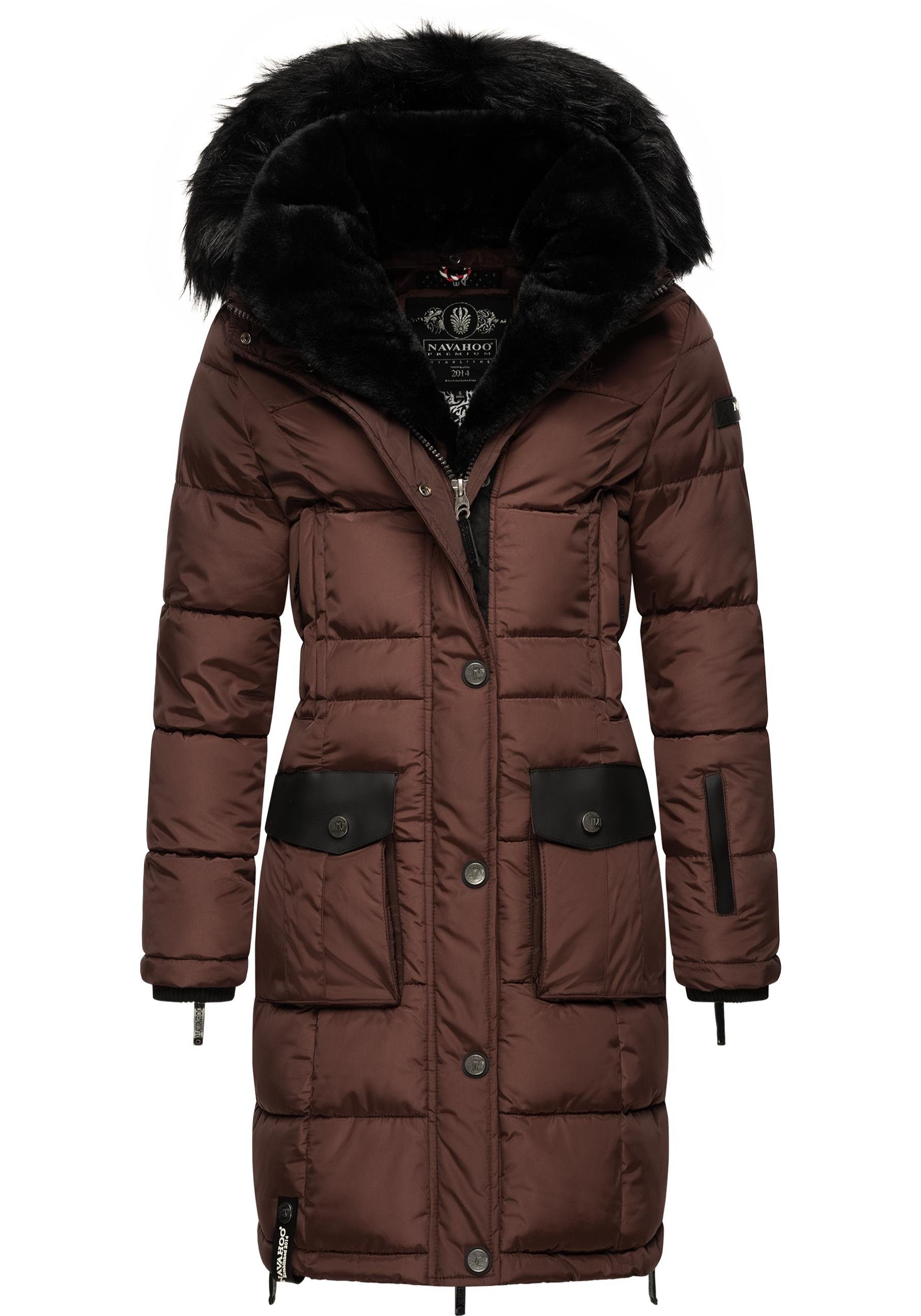 Top-Verkaufskonzept Navahoo Steppmantel Sinja braun Winter Fellimitat mit Parka edlem stylischer