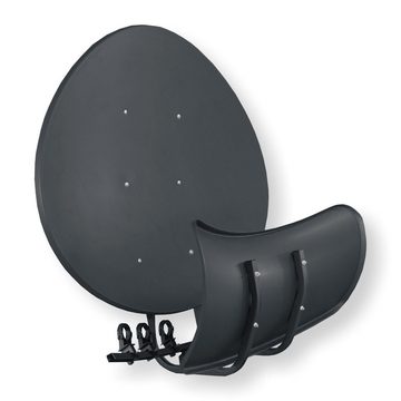 Koscom Satspiegel Toroidal (Wavefrontier) T90 P - anthrazit SAT-Antenne (Multifocus Antenne - inkl. 5 Stück LNB Halter - Neueste Generation)
