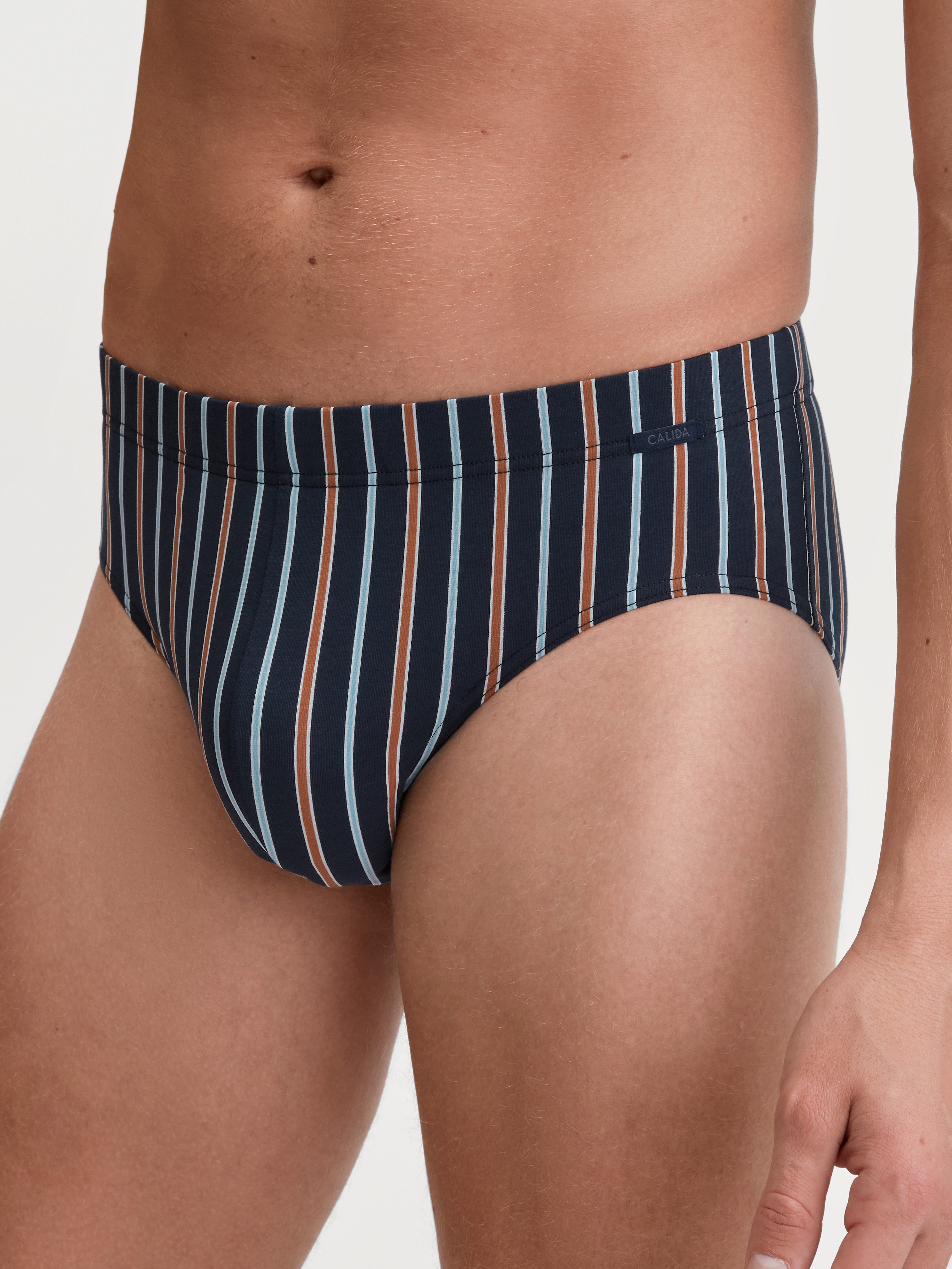 CALIDA Slip Grafic Cotton gestreift, ohne Eingriff, überzogenem Bund, Single Jersey, elastisch