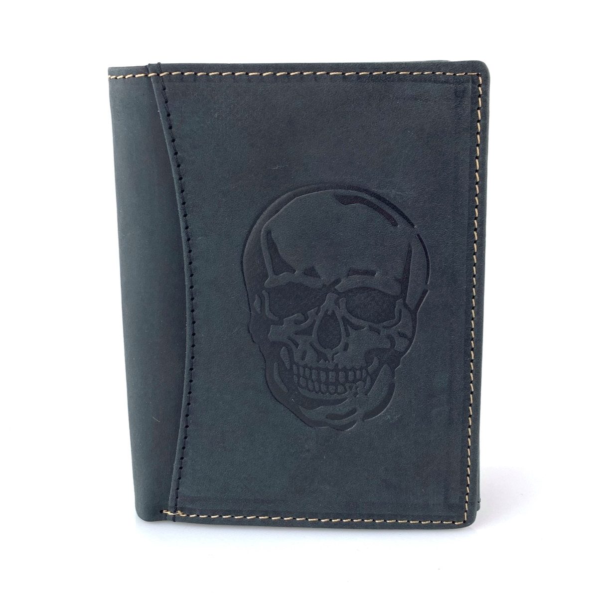 Geldbörse Büffelleder Portemonnaie, integrierter RFID-Schutz >2395-Skull<