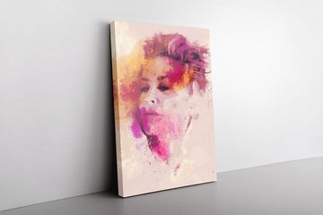 Sinus Art Leinwandbild Sharon Stone Porträt Abstrakt Kunst Schauspielerin Farbenfroh Feminin 60x90cm Leinwandbild