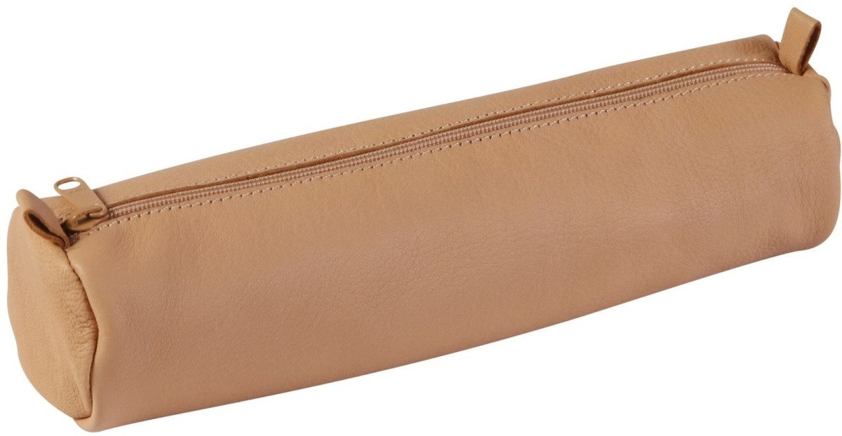 CLAIREFONTAINE Federtasche Schlampermäppchen Leder rund 5,5x22cm Naturton