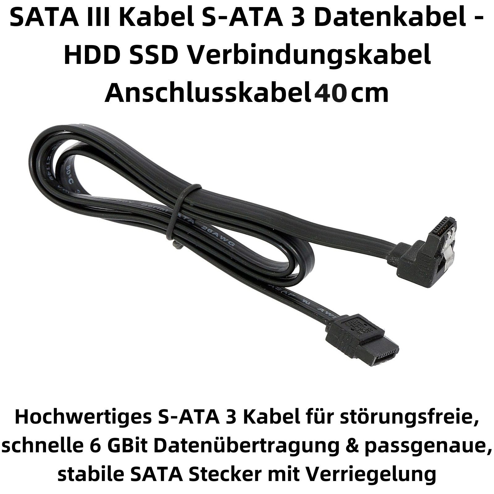 Bolwins B72 SATA III Kabel SATA 3.0 Datenkabel Verbindungskabel Anschlusskabel Computer-Kabel, SATA, SATA (40 cm), Schnelle Datenübertragung und stabil