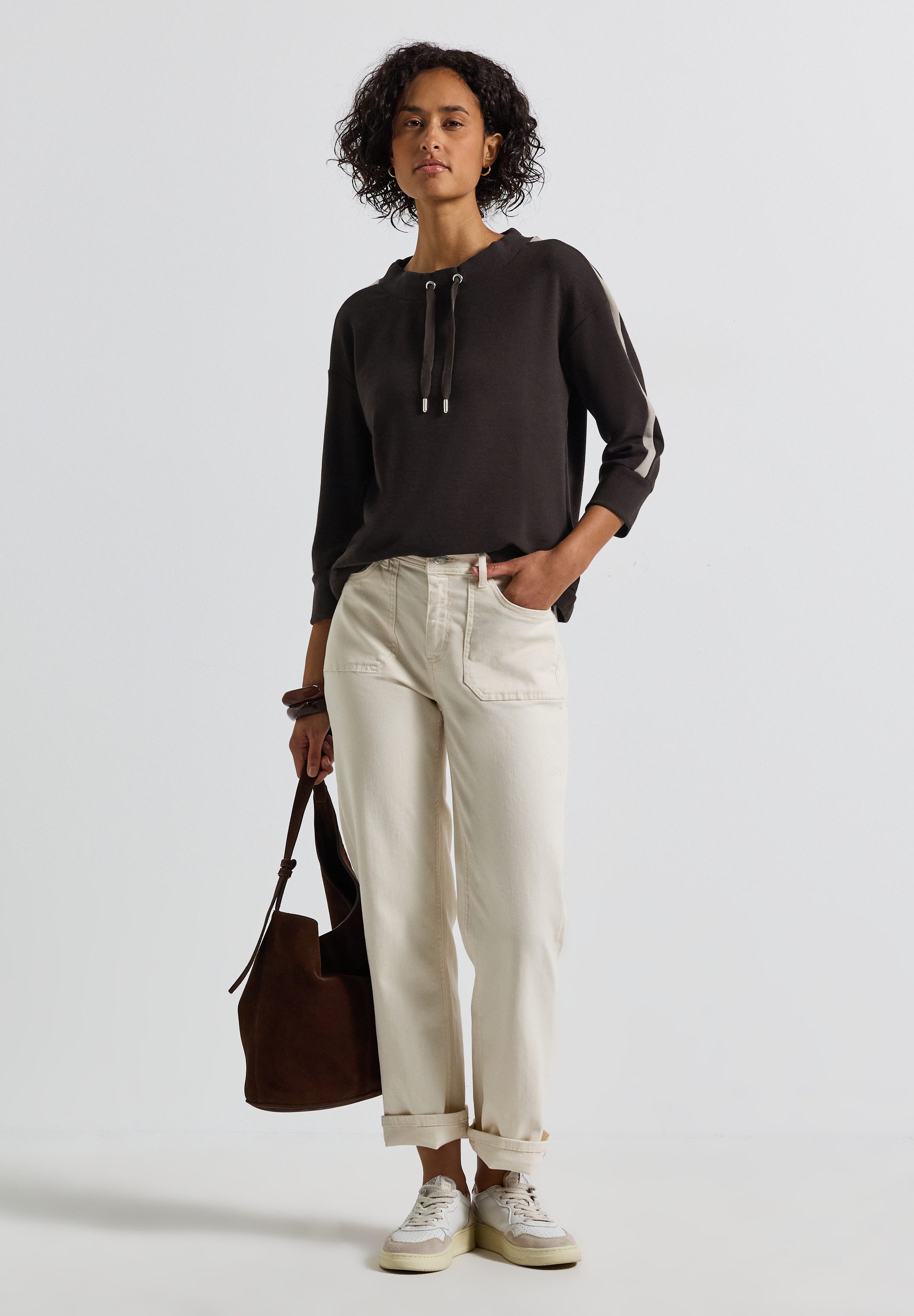 STREET ONE Kapuzensweatshirt Ottoman Shirt mit Tape