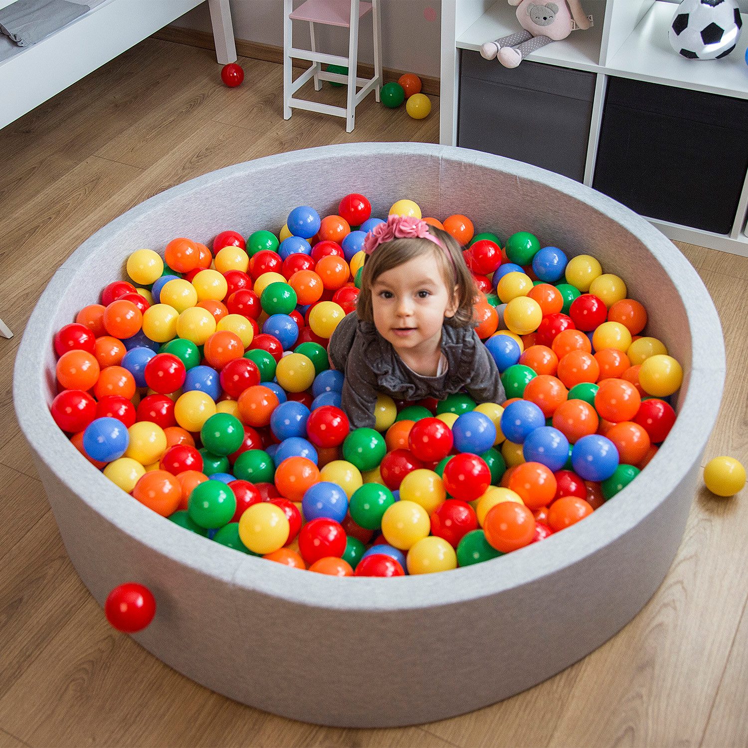 KiddyMoon Bällebad Überzug fürs Bällebad, (Bällepool mit bunten Bällen, nur eine Ersatzbezug), Rund, Viertel oder Eckig