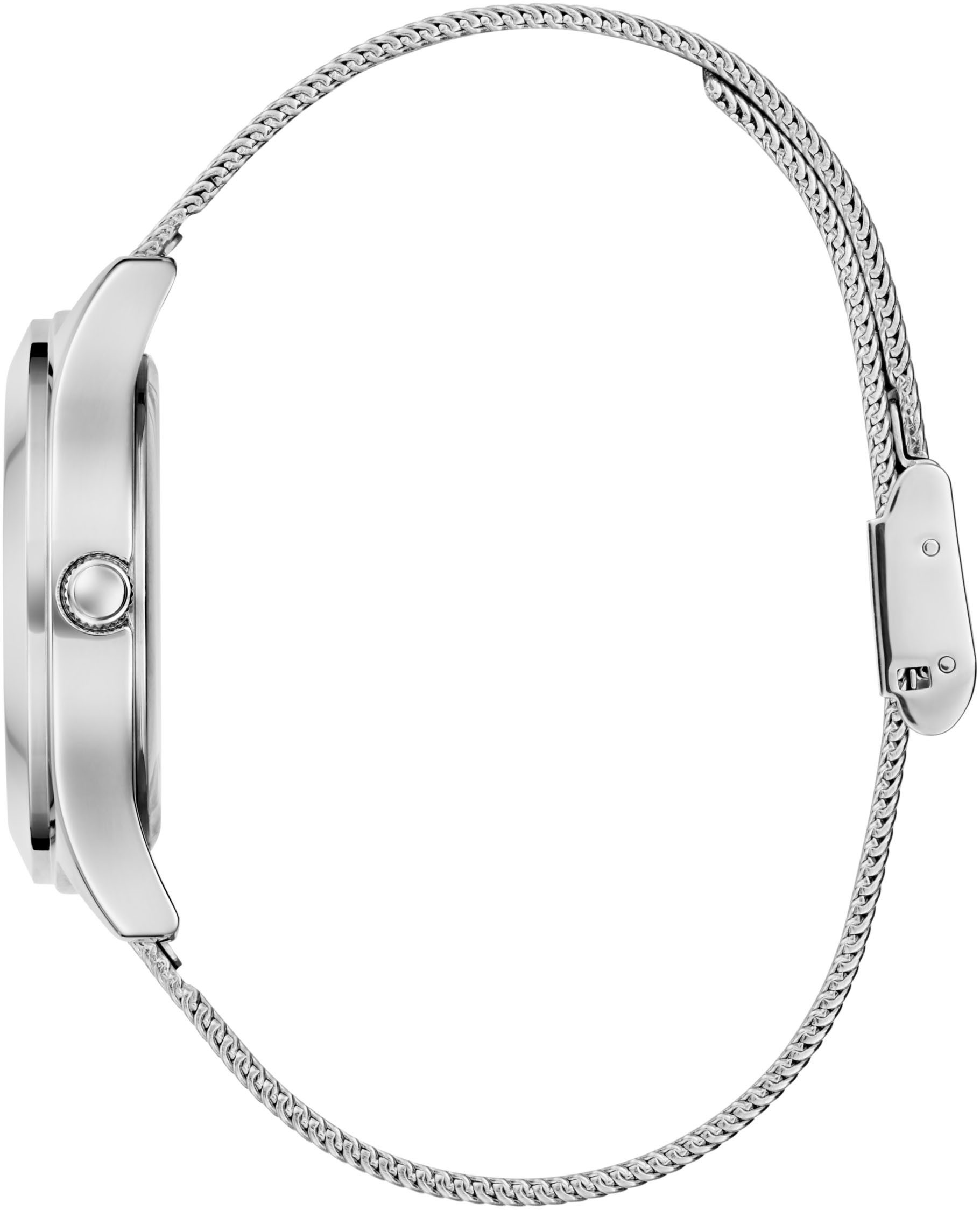 Guess Quarzuhr GLITZ PLAQUE GW0835L1, Armbanduhr, Damenuhr, Edelstahlarmband, Mineralglas, analog