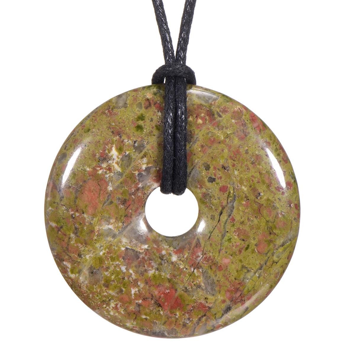 Morella Kette mit Anhänger Morella Damen Halskette 80 cm mit Donut Edelstein Anhänger (1-tlg), Damenkette mit Edelstein, Chakra, im Samtbeutel