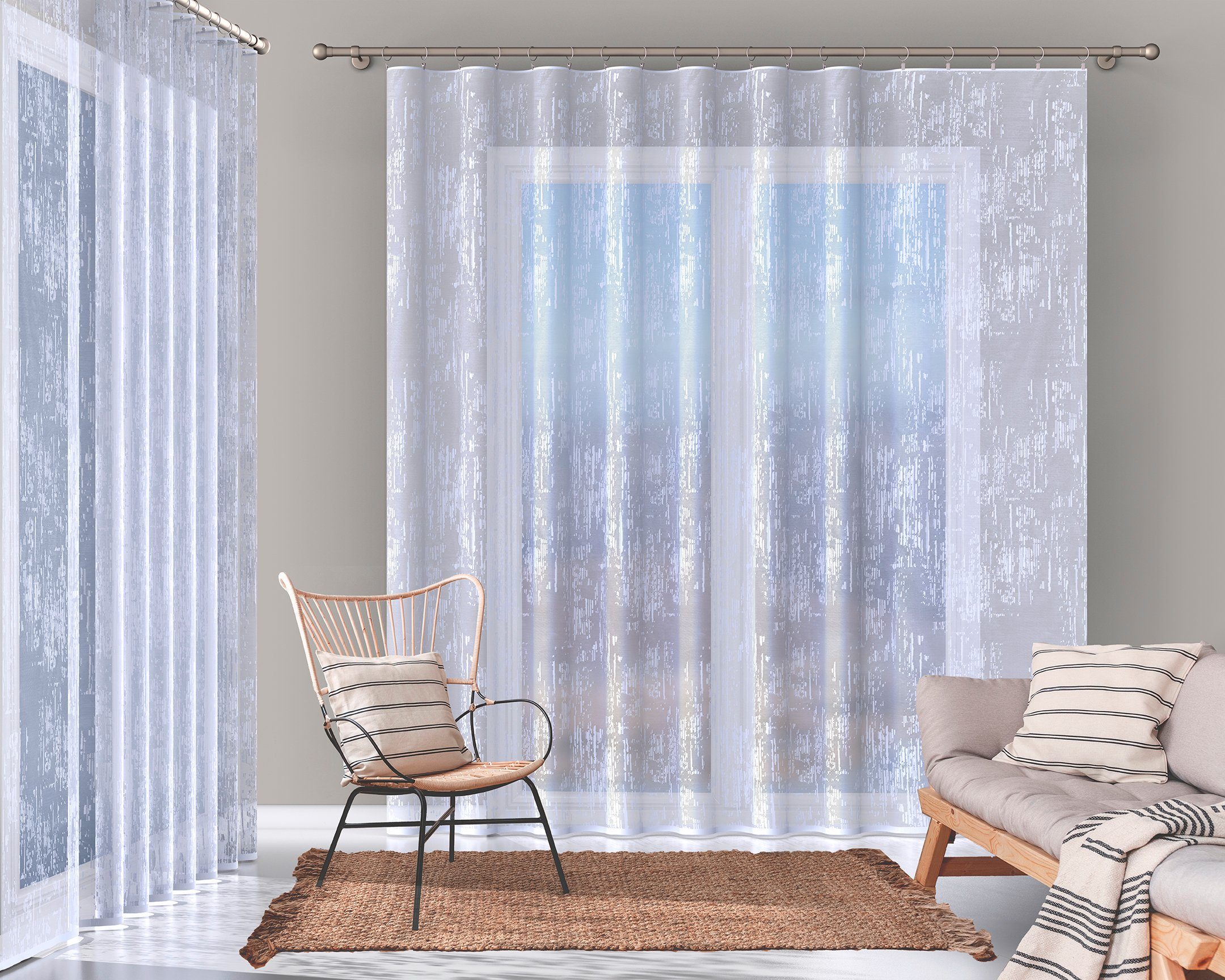 QBTEXTIL Gardine MARMOR, halbtransparent, Jacquard-Stoff, 1 St., Kräuselban günstig online kaufen