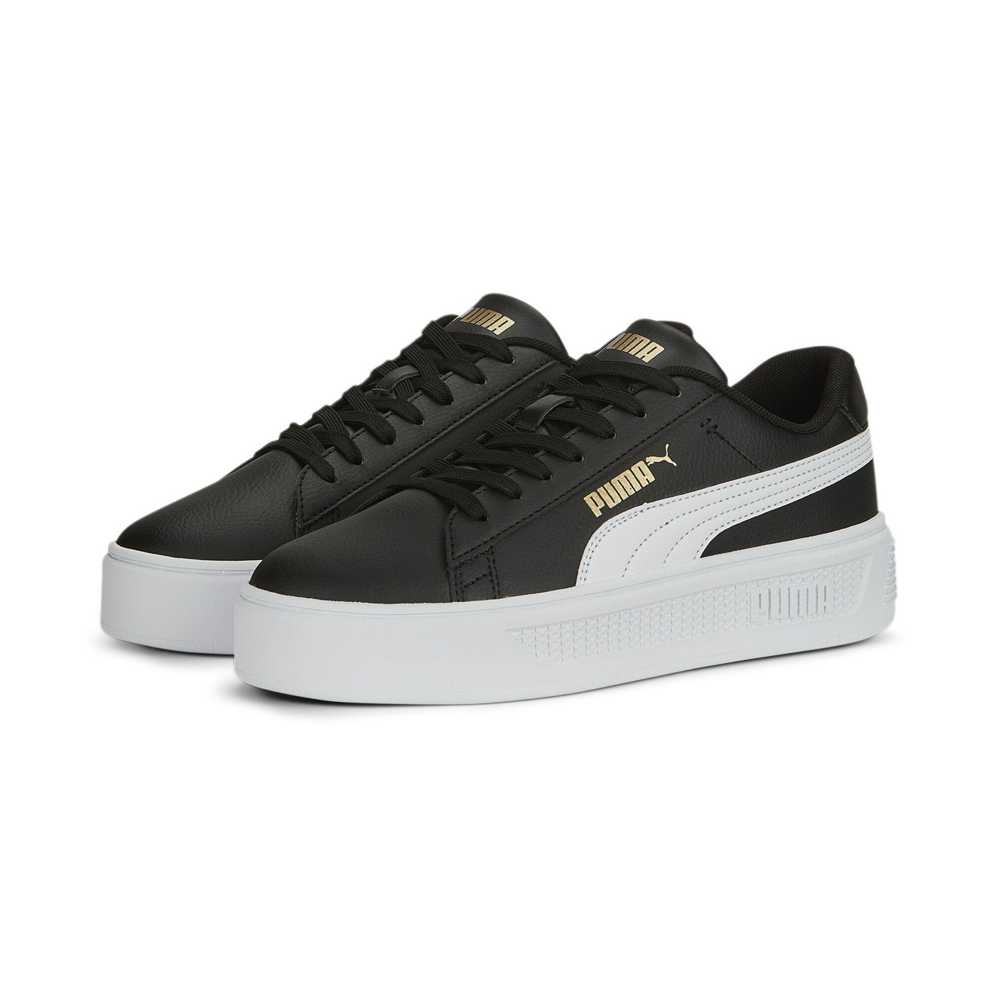 PUMA Black v3 White Sneakers Gold Damen Platform Smash Sneaker