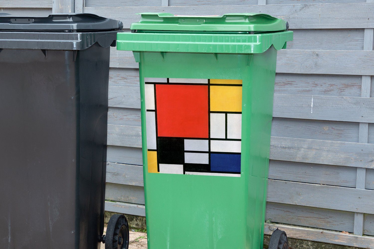 - Alte Mondrian MuchoWow Mülleimer-aufkleber, (1 Container, Abfalbehälter Sticker, - St), Kunst Mülltonne, Meister Wandsticker