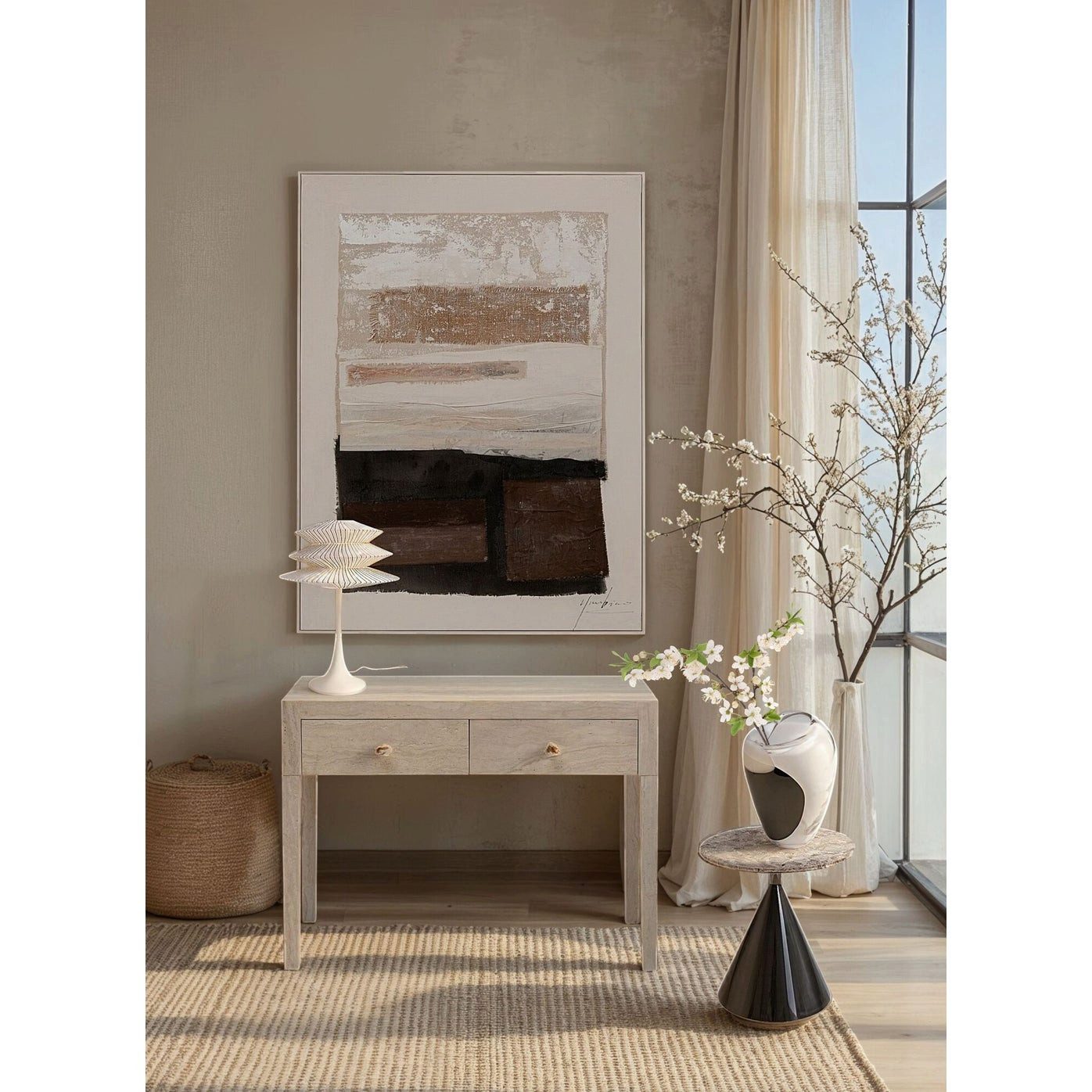 Kare Design Konsolentisch Travertino, Marmor, 100x40 cm