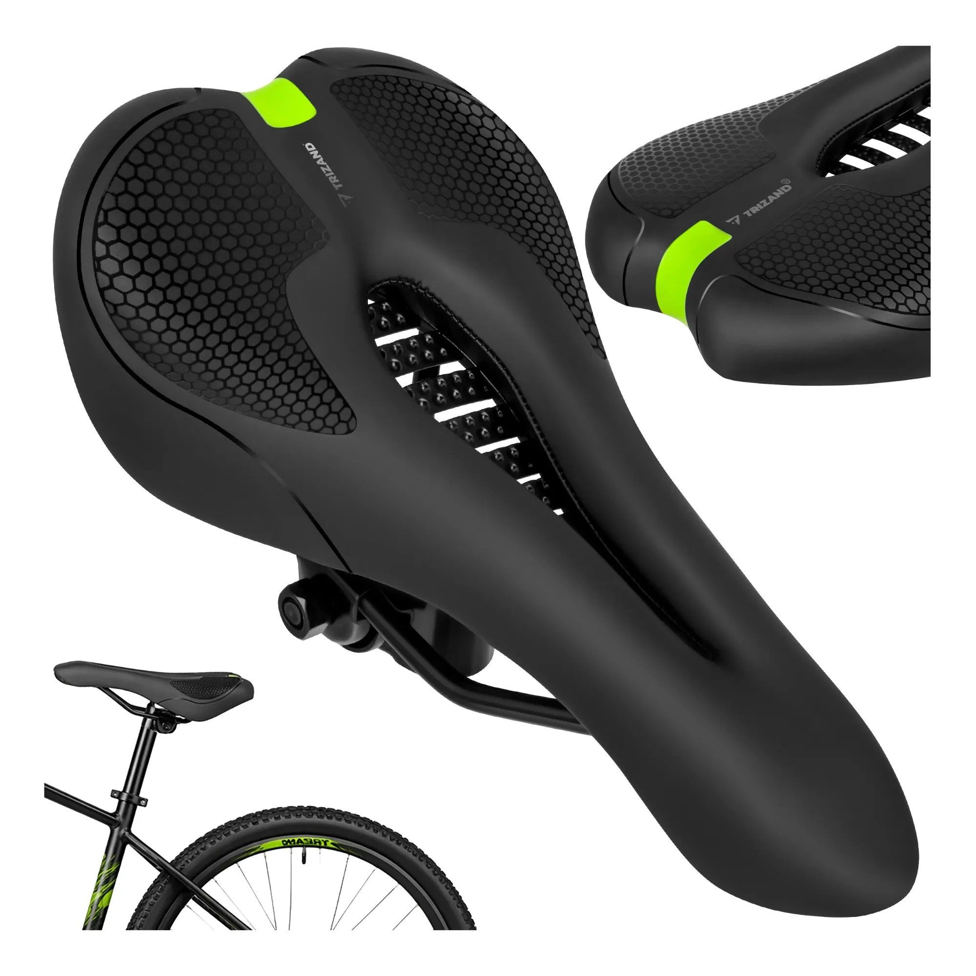Trizand Fahrradsattel Fahrradsitz Komfortsattel Trekkingsattel (Spar-Set, 1-tlg., 28 x 14 cm gepolstert), gepolstert, gedämpft, belüftet, bis 100 kg