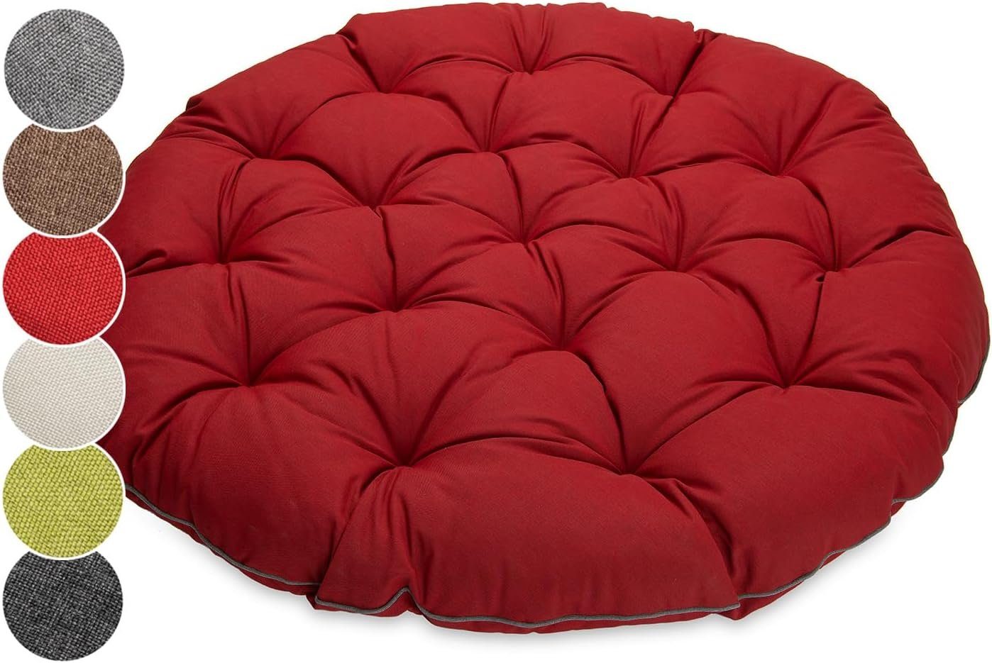 sunnypillow Sesselauflage Polster für Papasansessel, rund Durchmesser 120 cm Dicke 15cm, ROT