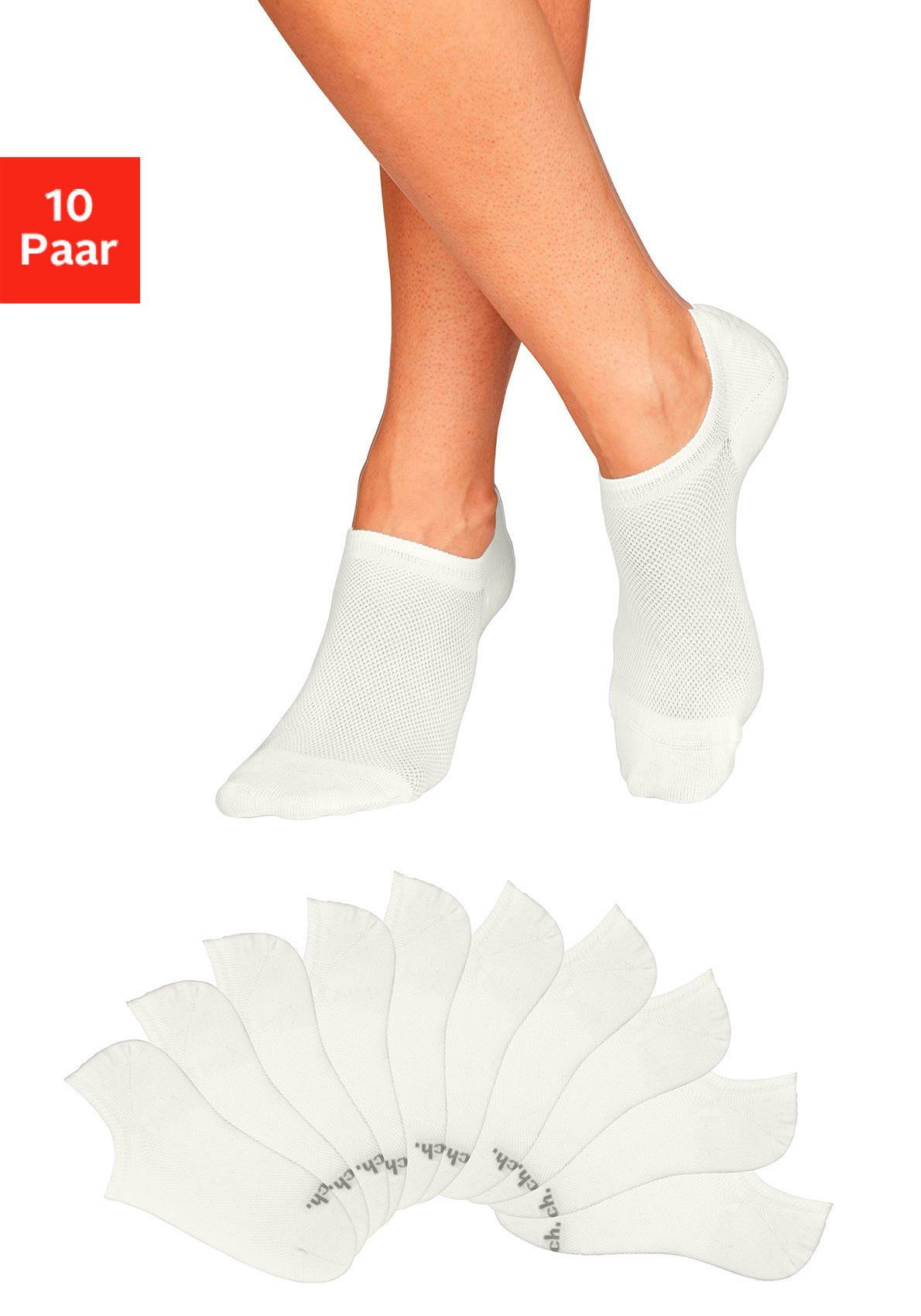 Bench. Sneakersocken (Set, 10-Paar) mit Pikeestruktur 10x ecru