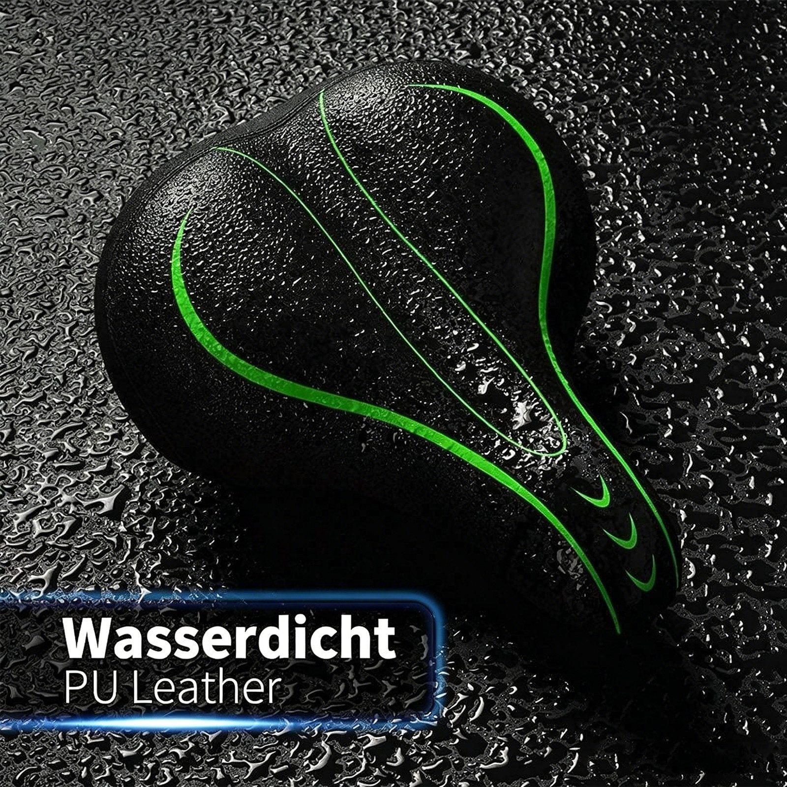 MOPUEA Fahrradsattel Fahrradsattel atmungsaktiv Memory schweißfester für Damen und Herren (Ergonomischer Fahrradsattel breit gepolstert wasserdicht komfort, Komfort Fahrradsattel mit Federung ergonomisch stoßdämpfend), Breit gepolstert wasserdicht stoßdämpfend ergonomisch sicher