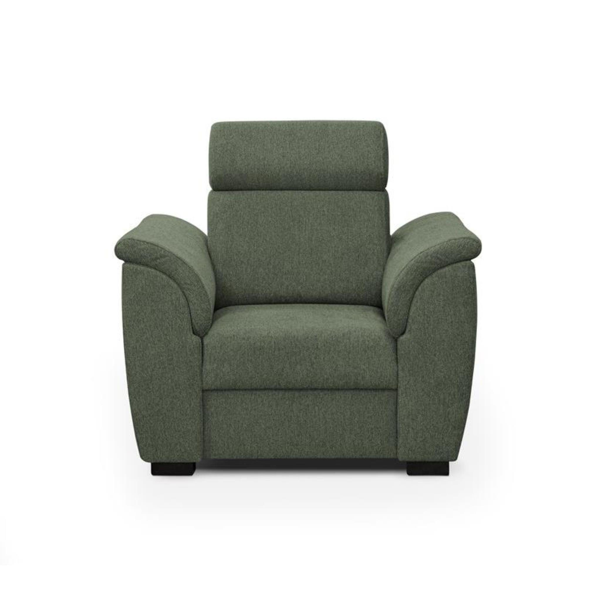 (modern Polstersessel Madera Beautysofa 06) (matana Wellenfedern), mit stilvoll Sessel Lounge Relaxsessel verstellbare Grün mit Kopfstütze