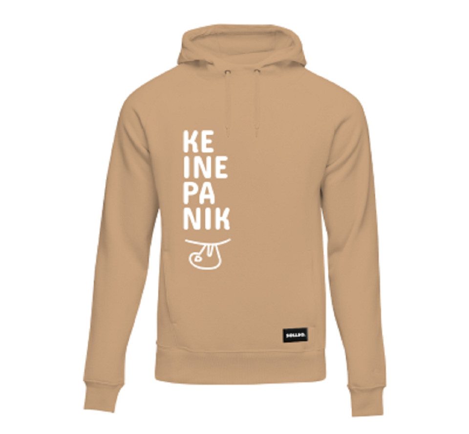 Sollso. Hoodie SOLLSO. Hoodie „Keine Panik“, beige Kapuze, Känguruhtasche