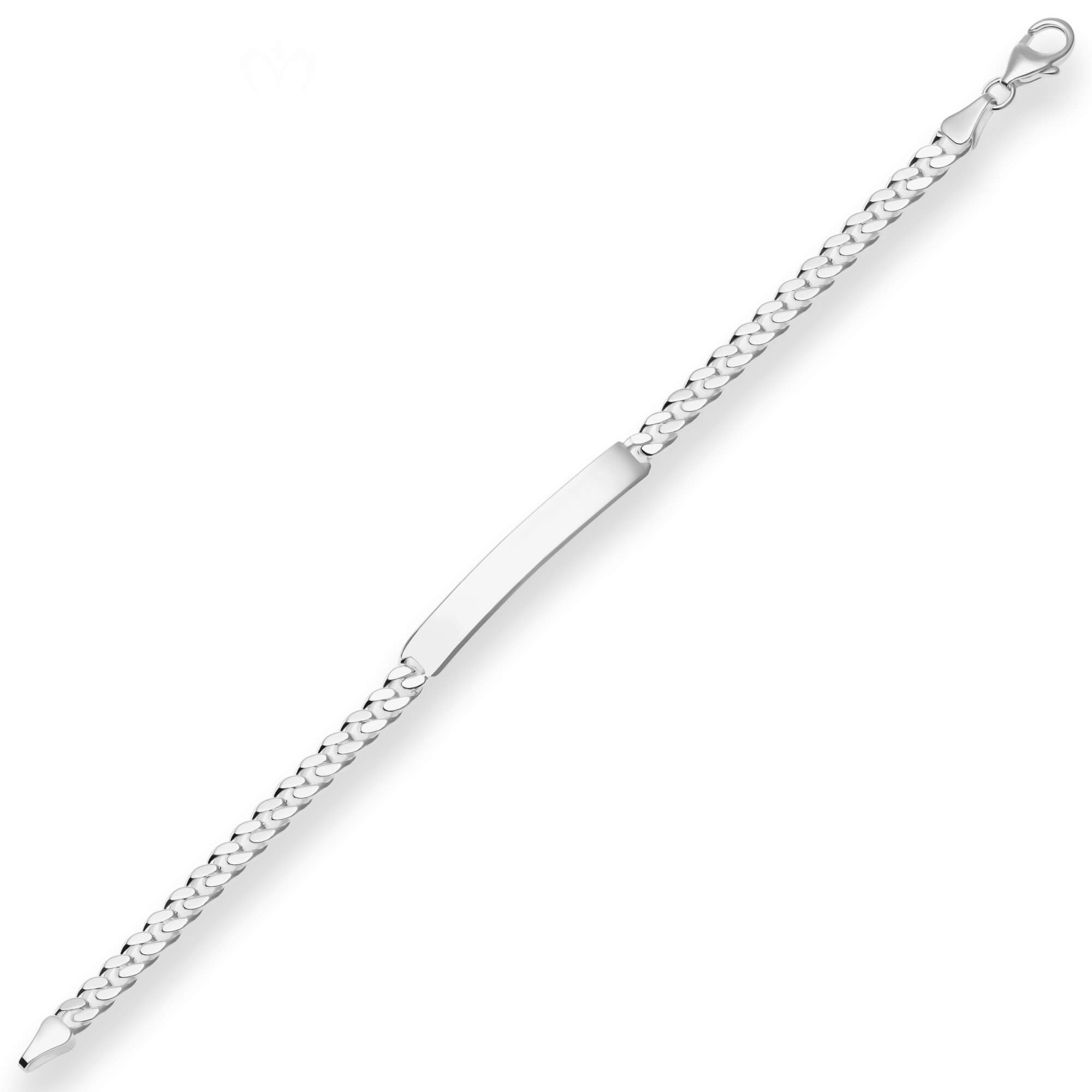Schmuck Krone Panzerarmband 5,4mm Id-Armband Panzerkette aus 925 Silber 19cm, Silber 925