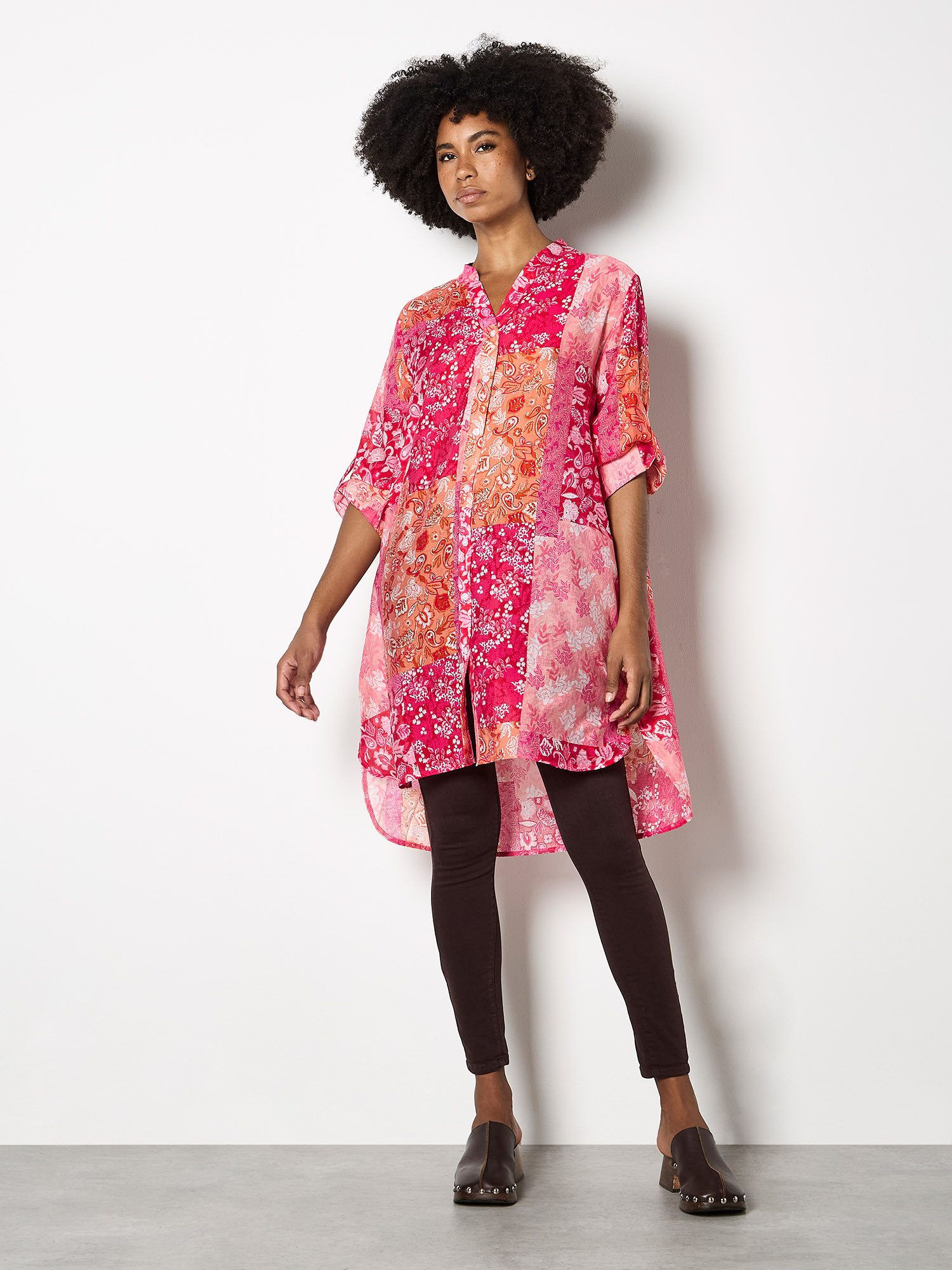 Apricot Longbluse Hemdbluse im Patchwork-Design günstig online kaufen