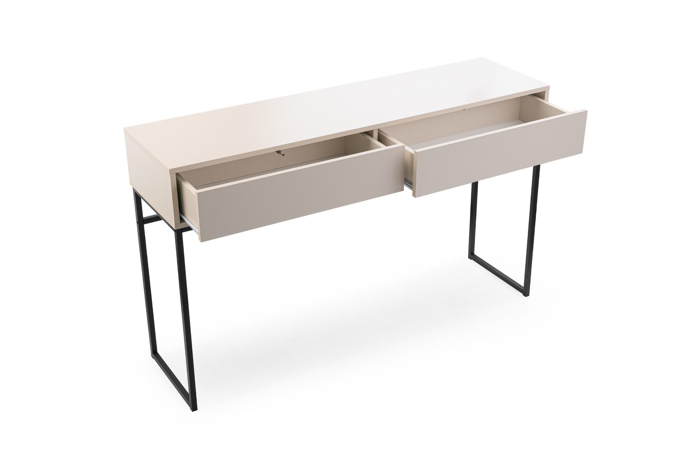 Deine Möbel 24 Schminktisch GENEVE 137 cm ideal für Schlafzimmer (Set, 1-St., Sandbeige Beige Dunklegrün), mit 2 Schubladen